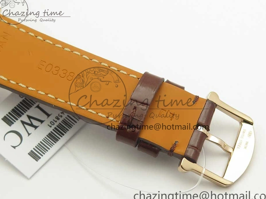 MIROTIME 0224 SportInspired Portofino IW458101 RG MK 1:1 Best Edition Gray Dial On Brown Leather Strap MIYOTA 7165